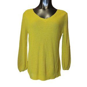 NEW YORK & CO Womens S Knit Yellow 7th Avenue Design Studio Scoop Neck Sweater